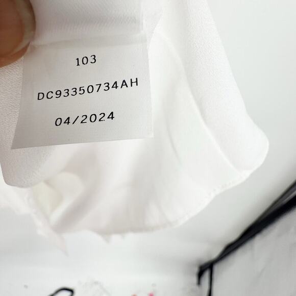 CeCe Women's Pleated Scallop-Trim Button-up Dress Ivory Size XL NWT - Picture 9 of 12